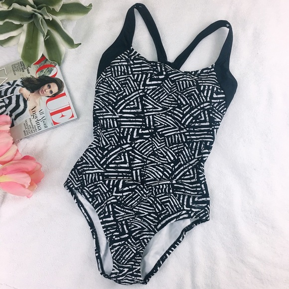 black and white speedo swimsuit